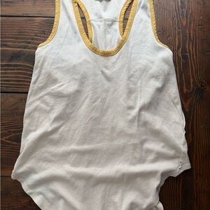 We The Free White Tank Top with Yellow Trim